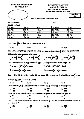 Đề kiểm tra 1 tiết môn Giải tích 12 - Mã đề thi 132
